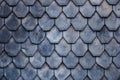 Aged slate roof tiles close-up Royalty Free Stock Photo