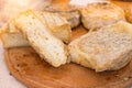 Aged soft cheese on a served on wooden background. Dairy delicacies.