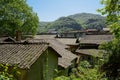 Aged tile-roofed house in town