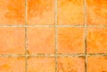 Aged tiles square clay orange floor