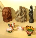 Aged traditional clay and stone toys