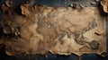 Vintage Map with Burnt Edges on a Textured Background.