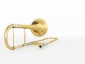 Aged trombone on white background 3D rendering Royalty Free Stock Photo