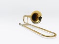 Aged trombone on white background 3D rendering