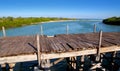 Aged tropical wood bridge in Sian Kaan Tulum