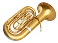 Aged tuba on white background 3D rendering Royalty Free Stock Photo