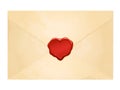 Aged vintage envelope with blank heart wax seal Royalty Free Stock Photo