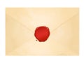 Aged vintage envelope with blank wax seal Royalty Free Stock Photo