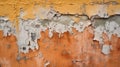 Aged, weathered wall with faded paint and a distressed texture, AI-generated.