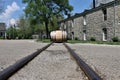 Aged whiskey, scotch, bourbon barrels in Kentucky ready for transportation Royalty Free Stock Photo