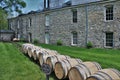 Aged whiskey, scotch, bourbon barrels in Kentucky ready for transportation Royalty Free Stock Photo