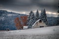 Aged Winter White Barn Royalty Free Stock Photo