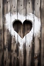 Aged wooden background with heart-shaped hole, distressed wood texture. Symbolizing love and rustic charm Royalty Free Stock Photo