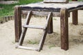 Aged, worn wooden ladder