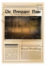 Aged yellow newspaper template. Vintage front page