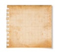 Aged yellowed squared notebook paper background Royalty Free Stock Photo