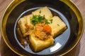 Agedashi Tofu Deep fried beancurd with soya bonito sauce