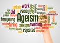 Ageism word cloud and hand with marker concept