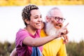 Ageless Joy: Diverse Couple's Nature Walk