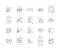 Agency office line icons collection. Collaborative, Dynamic, Cozy, Modern, Efficient, Innovative, Productive vector and