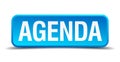 Agenda blue 3d realistic square button