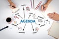 AGENDA Concept. The meeting at the white office table Royalty Free Stock Photo