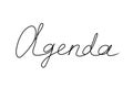 Agenda handwritten text inscription. Modern hand drawing calligraphy. Word illustration black