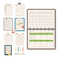 Agenda list vector business paper clipboard in flat style self-adhesive checklist notes schedule calendar planner Royalty Free Stock Photo