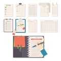 Agenda list vector business paper clipboard in flat style self-adhesive checklist notes schedule calendar planner Royalty Free Stock Photo