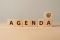 Agenda meeting appointment activity information concept. List of meeting activities