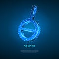 Agender, asexual symbol. Wireframe digital 3d illustration. Low poly neutrally genderless Abstract Vector neon LGBT