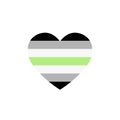 Agender flag heart, LGBT community flag, vector color illustration