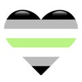 Agender flag heart shape isolated on white background. LGBT community flag