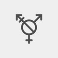 Agender vector sign. Alternative version transgender symbol including the known NO slash