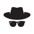 Agent icon. Spy sunglasses. Hat and glasses