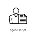 agent script icon. Trendy modern flat linear vector agent script