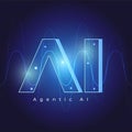 Agentic AI Digital Wave Interface Technology Background Royalty Free Stock Photo