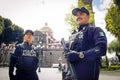 Agents of the Auxiliary Police of Puebla taking care during the Covid-19 coronavirus contingency