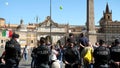 Agents of the ITALIAN POLICE preside over the demonstration of the ITALIAN RIGHT in Piazza del Popolo