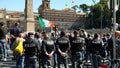 Agents of the ITALIAN POLICE preside over the demonstration of the ITALIAN RIGHT Royalty Free Stock Photo