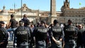 Agents of the ITALIAN POLICE preside over the demonstration of the ITALIAN RIGHT in Piazza del Popolo