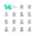 Ages - set of line design style icons