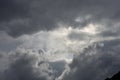 Agglomerations of clouds torn by the rays of the sun Royalty Free Stock Photo