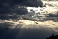 Agglomerations of clouds torn by the rays of the sun Royalty Free Stock Photo
