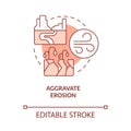 Aggravate erosion red concept icon Royalty Free Stock Photo