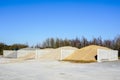 Aggregate for concrete production at stockpile of concrete mixing plant Royalty Free Stock Photo