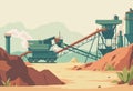 Aggregate processing plant with conveyor systems in a desert landscape Royalty Free Stock Photo