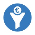 Aggregator, euro, money filter icon. Blue color vector