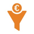 Aggregator, euro, money filter icon. Orange color vector EPS