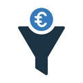 Aggregator, euro, money filter icon. Simple editable vector illustration